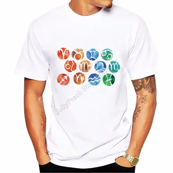 Topy Tees nové letné T-shirt Pohodlné fitness o-neck tričko mužov krátky rukáv znamenia zverokruhu Constella t shirt homme