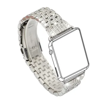Ženy Šaty Watchband Pre Apple Hodinky Kapela 38mm 42mm Crystal Sledovať Kapela Luxusný Náramok z Nerezovej Ocele Popruh Pre iWatch