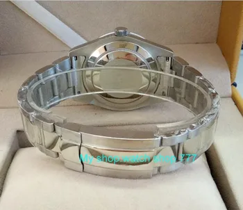 PARNIS 41mm modrá dial Automatickom Vietor mechanického pohybu pánske hodinky Sapphire Crystal Auto Dátum Mechanické náramkové hodinky r