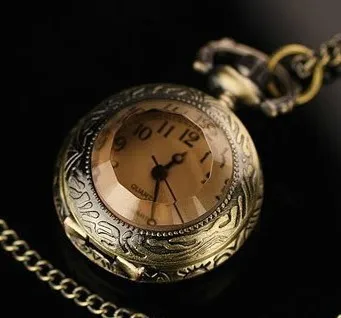Veľkoobchodný predaj kávy sklo vreckové hodinky náhrdelník ženy fenku fob hodinky kvalitné módne retro pekné nové bronz s reťazca