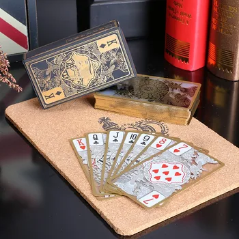 Doprava zadarmo 55pcs/set nepremokavé plastové pvc poker kariet kolektívne zlato hrana hracie karty, nastaviť