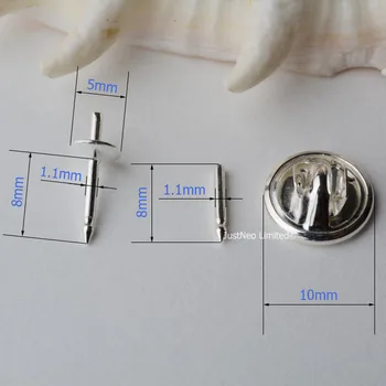 Odznak brošňa zistenia,pevné 925 sterling silver 10 mm grip uzáver s 1mm zovretí post breastpin safty-uzavretie klope, 1 pk