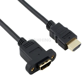 Zlato HDMI Predlžovací Kábel Viesť High Speed HDMI Samec Samica Ethernet Extender s dierou Zamknuté Panel Prípojný Kábel HY1240