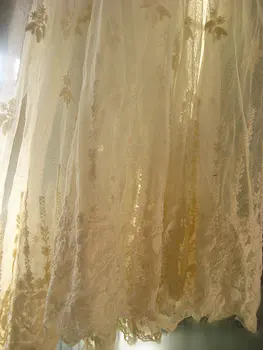 5yards slonoviny Čipky textílie, Vyšívaný tyl vintage gázy čipky textílie, starožitné svadobné