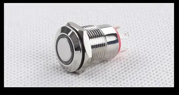 12v Kovové tlačidlo prepnúť so svetlom otvory 12 mm s plochou hlavou self-reset vodotesný LED svetlo, krúžok