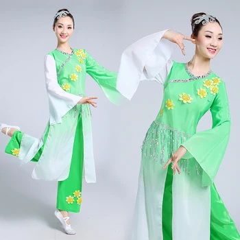 Nové Yangko Tanečných Kostýmov, Jazmín Národný Kostým Klasický Dáždnik Tanec Čínske Ľudové Tanečné predstavenie Kostýmy pre Ženy
