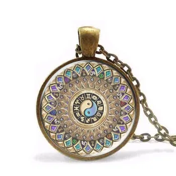 Steampunk 2017 Módne yin yang šperky mandala náhrdelník 1Pcs henna jogy prívesok om symbol buddhizmus, zen ručné India štýl