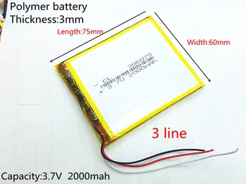 306075 3,7 V 2000mAh Nabíjateľná Li-Polymer Li-ion Batéria Pre GPS Tablet PC PocketBook 306075PL 4G-15 / 4K-19 E-book 306075