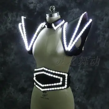 Svetelný kostým brnenie LED svetlo šaty balet oblek pre klub strany stange tanečník nosenie B model vitajte OEM objednávky