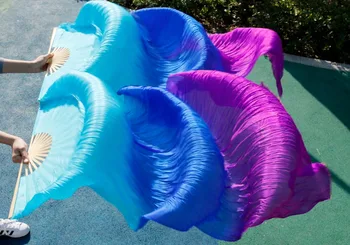 2018 Kvalitný Hodváb, Brušný Tanec Fanúšik Tanečnej Reálne Hodváb Závoje Vľavo+vpravo modrej Farby HOT PREDAJ turquiose kráľovská modrá fialová