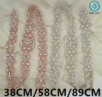 (1PIECE)Ručné perlové striebornej svadobné svadobné crystal drahokamu appliques na svadobné šaty krídla DIY žehlička na WDD0209