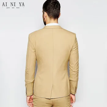 Zlaté Mužov Vyhovovali Slim Fit Tuxedos Zákazku Nové Módne Formálne Obleku pánske oblek vlastná veľkosť kabát + nohavice + vesta 3 Ks