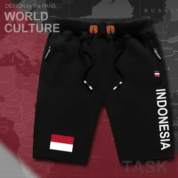 Indonézia Indonézsky mens šortky pláži nové pánske board šortky vlajka cvičenie vrecká na zips, potu kulturistike 2017 bavlna IDN ID
