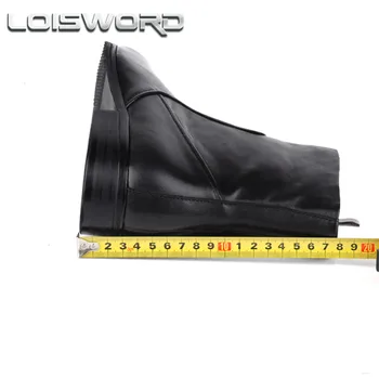 Kvalitné módne zips ukázal prst čierne pánske členkové topánky originálne kožené topánky pánske zimné topánky, motocykel, topánky