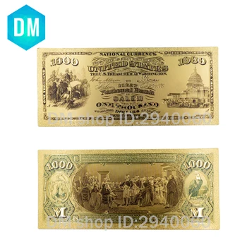 Zberateľskú Americkej Mene Zákona Poznámka 24k Zlatom Falošné Peniaze Jedinečný 1875 Rok Farebné Zlato, Bankovky 10 Ks