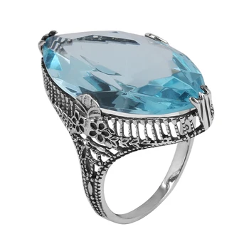 Szjinao Jemné šperky veľkoobchod spracovanie strieborné šperky, módne rezbárstvo modrá akvamarín ženy 925 sterling silver ring