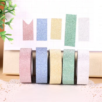 (5 ks/Set) Glitter Washi Pásky Nastaviť Japonský Papiernictvo Scrapbooking Dekoratívne Pásky Lepiaca Páska Kawai Fita Adesiva Decorativa
