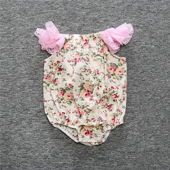 2017 baby girl remienky kvetina tlače čipky dievčatá oblečenie letné bavlna deti romper novorodenca oblečenie bebe celkové oblečenie