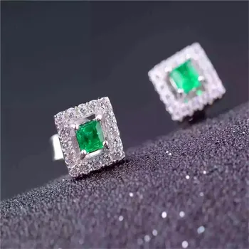 Prírodné emerald stud náušnice Prirodzený a skutočný emerald 925 sterling silver 2ks drahokamy Pre mužov alebo ženy šperky