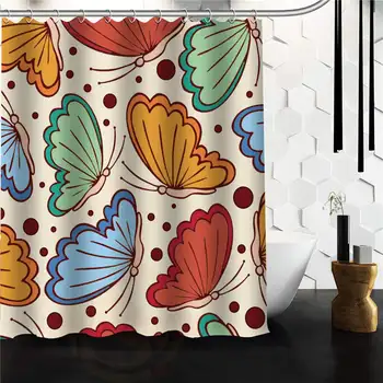Vogue Nepremokavé Polyesterové Kúpeľňa Opony Vlastné Jednoduché a Prírody Roztomilý Motýľ Sprchový Záves 66x72 60x72 48x72 palec