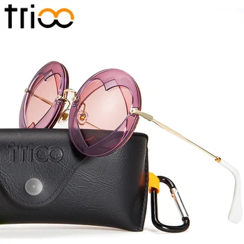 TRIOO Slnečné okuliare, Clear Okrúhle slnečné Okuliare Ženy Priehľadný Rám Ružová Oculos S Box Prípade Slnečné Okuliare Značky Dizajnér Elegantné Odtiene