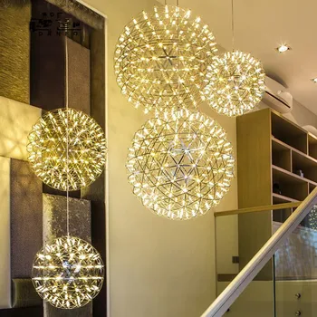 Postmoderných LED Loptu Luster Tvorivú Iskru, umelecké Osobnosti Obývacia izba Reštaurácii Schody Hotel Lobby Ohňostroj Visí lampa