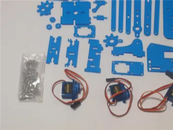 Funssor DIY meArm Mini Priemyselných Robotické Rameno Deluxe Kit laserom, rezanie laserom modrej farby akrylové dosky s 9 g micro Serva