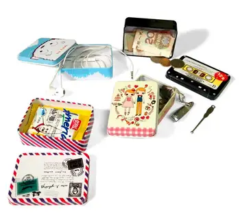 Farebné mini tin Metal box Zapečatené jar krabice šperky, candy box malý úložný plechovky Mince náušnice slúchadlá darčekovej krabičke