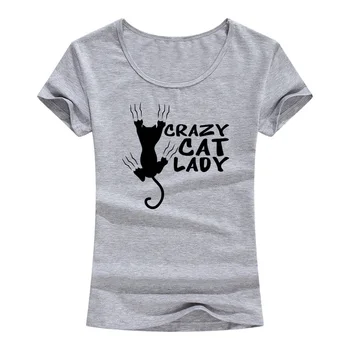 BLÁZON CAT LADY Vytlačené T-Shirts Ženy 2017 Lete Nové Módne Bežné Krátke Vtipné Tričká Dámske Topy Žena