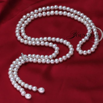 900 mm dlhé perlový náhrdelník ženy, svadobné reálne Sladkovodné,925 silver prírodné svadobné white pearl náhrdelníky matka pre dievčatá šperky