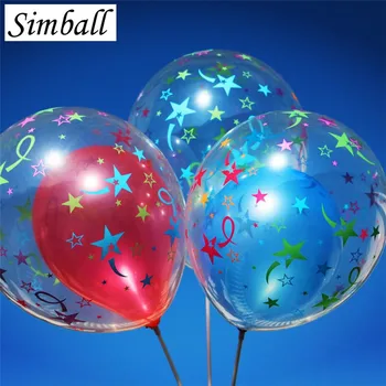 Simball 10pcs/veľa 12inch Jasné, Tlačené Hviezdy Nafukovacie Vzduchu Gule Transparentné Latexové Balóny Svadby, Narodeniny, Party Dekorácie