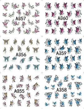 12 listy zmiešané štýly butterfly design Nail Art Vody Prenos nálepky na NECHTY, NÁLEPKY JAZDCA TETOVANIE na Nechty, Príslušenstvo kozmetické nástroje