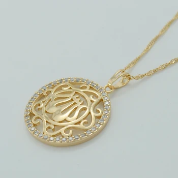 Anniyo Zlatá Farba Zirconia Alah Náhrdelníky pre Ženy CZ Islamu, Moslimov Výrobky, Šperky Arabských Prívesok na Strednom Východe #016004