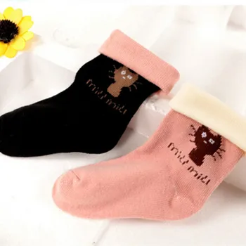 5 Párov/Veľa Jeseň A V Zime Deti Bavlnené Ponožky Baby Ponožky Batoľa Dievčatá Calcetines Mačka Flanging Pevná Protišmyková Podlaha Ponožky