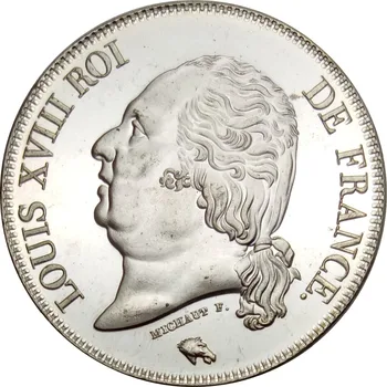 Francúzsko 5 Frankov Ľudovít XVIII NI DE 1819 BB 1819 som Mosadze Pozlátené Striebro Kópie Mincí