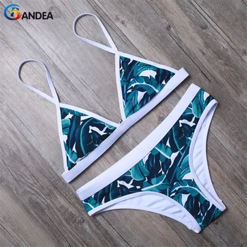 BANDEA Sexy Tlač Ženy Plavky 2017 Nízkym Pásom Spodnej Bandge Top Prímorské Bikini Set Pláž Nosiť Plavky HA898