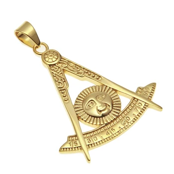 Z nehrdzavejúcej Ocele Pánske Zlaté Minulosti Master Prívesok Náhrdelník S Štvorcových Slobodomurárstva Freemason Šperky S 5 mm 70 cm Kubánskej Reťazca