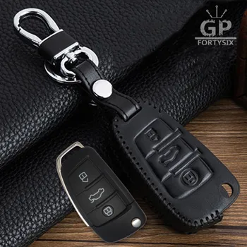 Originálne Kožené kľúča vozidla pokrytie prípad pre Audi A1 A3 A4 A5 A6 A7 A8 Q5 Q7 R8 TT S5 S6 S7 S8 SQ5 RS5 násobne flip tlačidlo diaľkového keychain