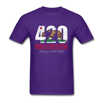 420 California Republiky Vlajka Vlastné Tričko Krátky Rukáv pánske T-shirts Pp Hot Predaj 3XL Bavlna Mužov Košele