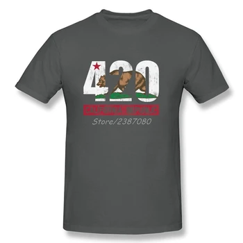 420 California Republiky Vlajka Vlastné Tričko Krátky Rukáv pánske T-shirts Pp Hot Predaj 3XL Bavlna Mužov Košele