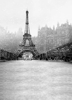 Kate 10x10ft Svadobné Eiffelova Veža Prostredí Zime Sneh Veža Fotografie Pozadia Starý Majster Pozadí Mušelínu 3100 LK