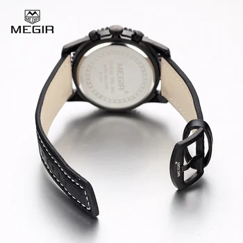 Horúce Megir bežné značky pánske quartz hodinky svetelný stopiek pre človeka analógové náramkové hodinky s kalendárom muž 2009 doprava zadarmo