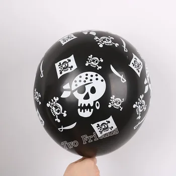10pcs 12inch pirate skull latexové balóny black Halloween balóny, dekorácie vzduchu globos narodeninovej party dodávky hračky