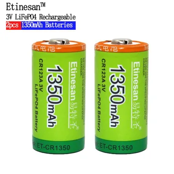 Etinesan 3V 1350mAh CR123A CR 123A LiFePo4 Li-ion Nabíjateľná Batéria s 10A Výbojový Prúd pre Baterky, Hračky
