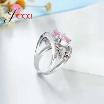 JEXXI Romantické Ružové Zirkónmi s Manželskou Motýľ Duté Prst Prstene pre Ženy 925 Sterling Silver Šperky
