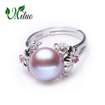 MITUO 10-11 mm Pearl Šperky,prírodné Perly krúžky pre lásku,Sladkovodné Perly 925 Strieborný prsteň,ruby strieborné prstene pre ženy darčekovej krabičke