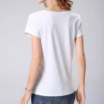 M-4XL!Letné dámske Bavlnené Krátke sleeve T-shirt Žena Slim O-krku-Krátke sleeve T-shirt