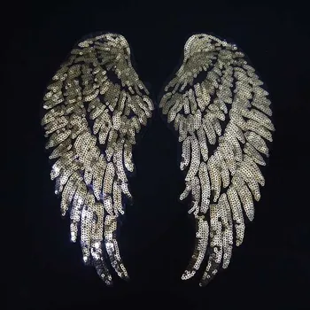 Sequin Zlato Patch Paillette Nášivka Zlaté Krídla Oblečenie Príslušenstvo Diy Tkaniny Tkaniny Lepidlo