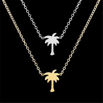 DIANSHANGKAITUOZHE Módne Tropických Rastlín Coconut Tree Náhrdelník Ženy Muži Boho Holiday Beach Šperky z Nerezovej Ocele Choker