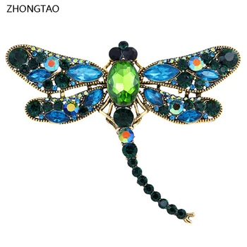 6 Farba Dragonfly Brošne Corsages Šperky Vintage Ženy Brošňa Crystal Veľké Broches Šatka Šaty, Hidžáb Kolíky Do XZ346